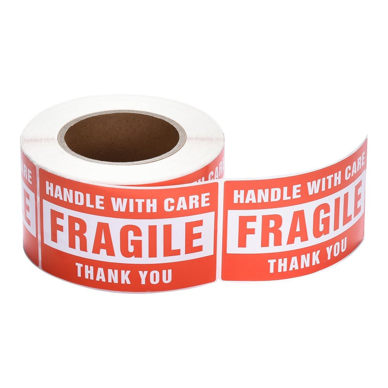 Pacific Mailer Fragile Stickers for Shipping 3in x 2in Handle with Care Fragile Stickers Shipping Labels Stickers Strong Ahesive for Moving (1 Rolls, 500 per Roll) - Image 1